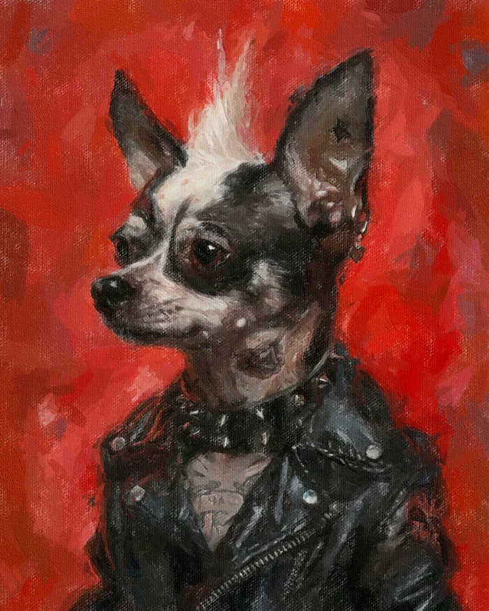 Punk not dead! - My, Dog, Photoshop, Portrait by photo, Animalistics, Chihuahua