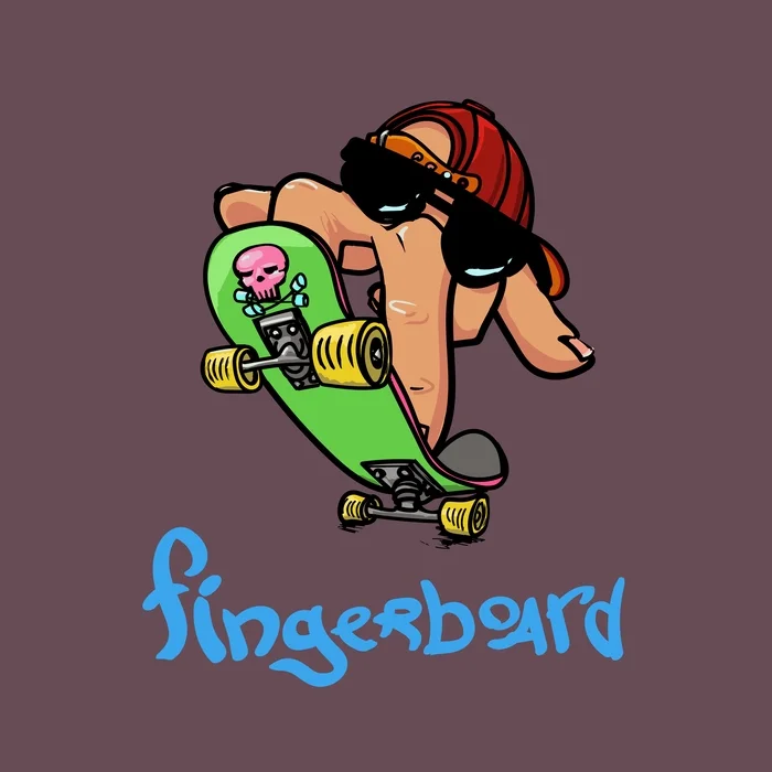 Fingerboard - My, Drawing, Fingerboard, T-shirt, Adobe illustrator