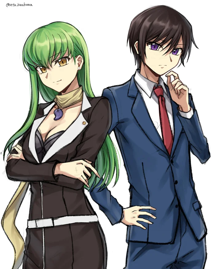 Lelouch and the Pizza Eater - Anime, Anime art, Pixiv, Code geass, CC (Code Geass), Lelouch Lamperouge, Longpost