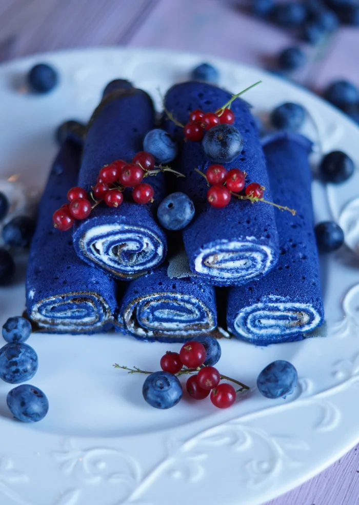 Recipe tester. Blue pancakes - My, Recipe, Dessert, Cooking, Serving dishes, Pancakes, Personal experience, Longpost