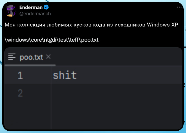 Little jokes from the Windows XP source code - My, IT humor, Programming, Programmer, IT, Picture with text, The code, Windows XP, Source, Longpost