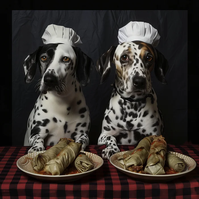 Dolmatians - My, Humor, Neural network art, Нейронные сети, Wordplay, Pun, Dolma, Dalmatian, Absurd, Midjourney, Images, Dog, Strange humor, Cooking