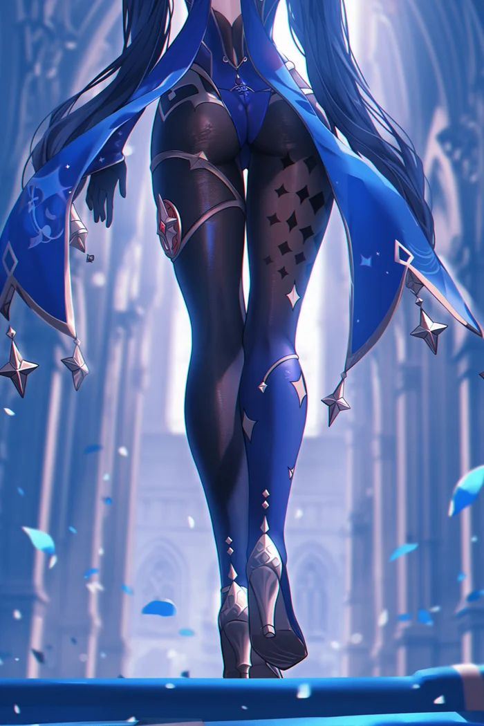 Mopa Big Hat - Genshin impact, Anime art, Neural network art, Anime, Tights, Booty, Mona (genshin impact), Pixiv