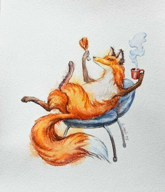 Happy Friday - Pinterest, Good morning, Watercolor, Illustrations, Positive, Fox