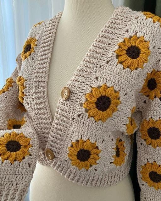 Interesting product ideas based on sunflower motifs - Cloth, Style, Fashion, Idea, Knitting, Scheme, With your own hands, Crochet, Sunflower, Master Class, Longpost, Needlework without process