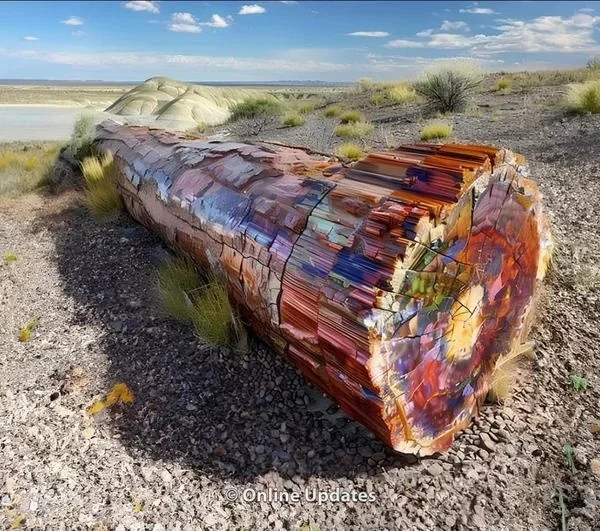 220 million year old fossilized tree trunk in Arizona National Park - Fossils, USA, Arizona, Wonders of nature, Telegram (link), Neural network art