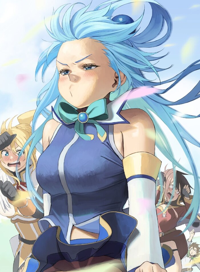 Konosuba , , Anime Art, Konosuba, Aqua, Megumin, Darkness, , Twitter (), Bhive003, Satou Kazuma