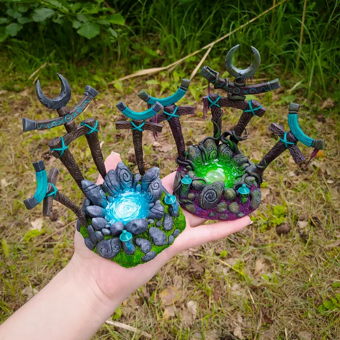 Handmade moon wells based on WarCraft 3 Reforget :3 - My, Warcraft 3, Warcraft 3 reforged, World of warcraft, Fantasy, Лепка, Polymer clay, Handmade, Blizzard, Longpost