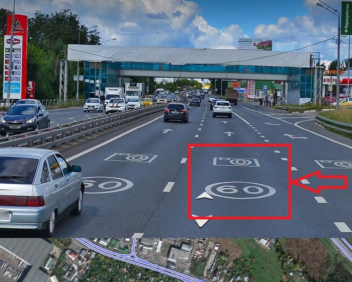 60, камера, впереди автобусная остановка