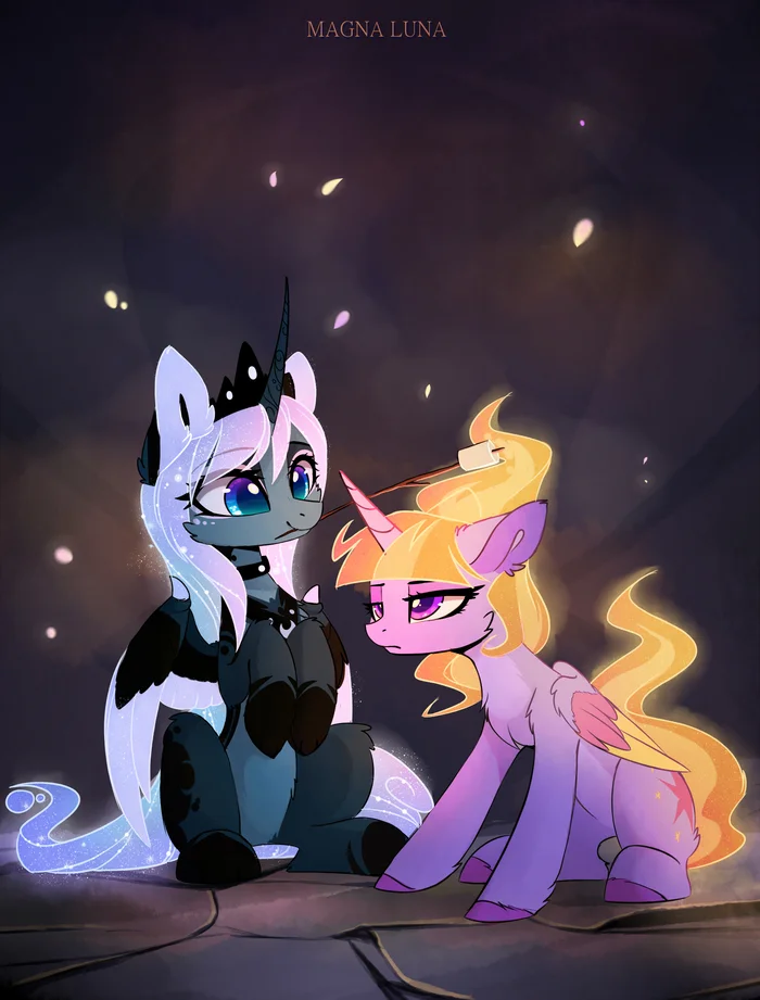 Готовка на открытом огне - My Little Pony, PonyArt, Princess Luna, Twilight sparkle, Magnaluna