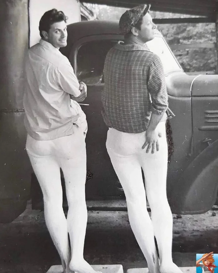 1962 Two handsome men in white leggings are dad and artist Yuri Belov. Film Come Tomorrow - The photo, Actors and actresses, Soviet actors, the USSR, Classic, Soviet cinema, Photos from filming, Come back tomorrow