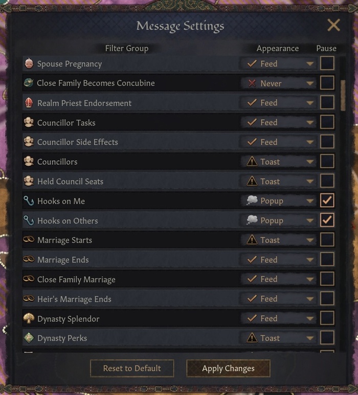 Пример настроек уведомлений.