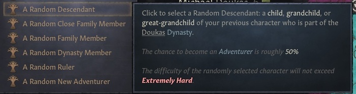 При выборе случайного персонажа доступно несколько вариантов.