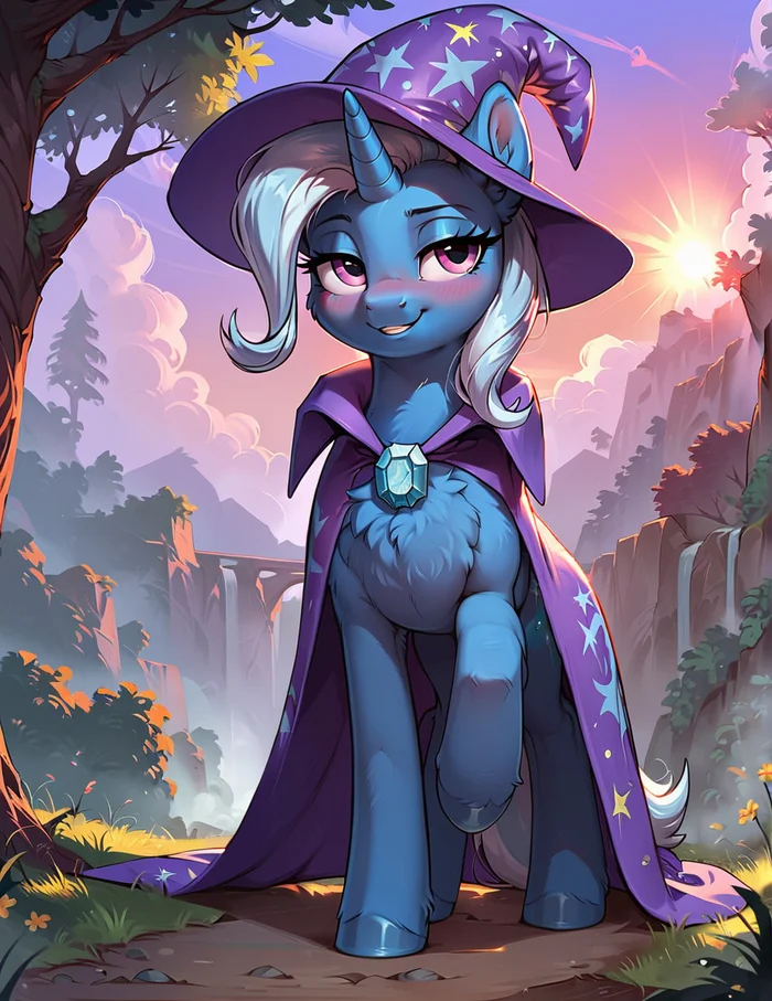 Great and mighty - My, Neural network art, My little pony, PonyArt, Trixie