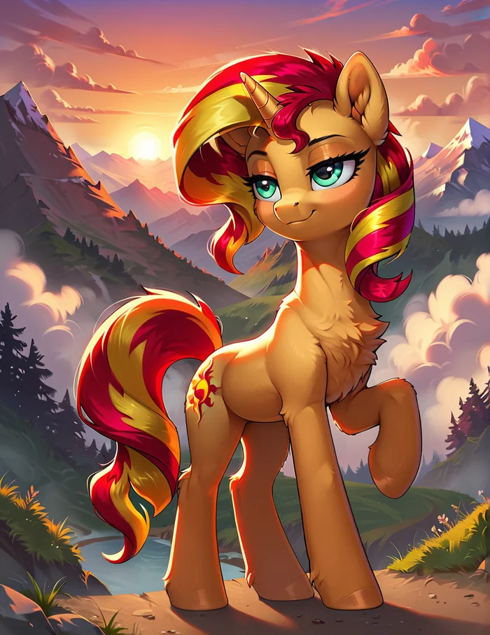Sunset at sunset - My, Neural network art, My little pony, PonyArt, Sunset shimmer