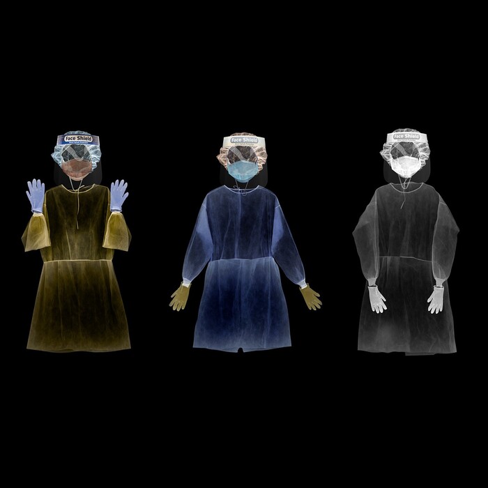 © Sarah Cusack (Австралия) «Портреты СИЗ: яркость, цвет, черно-белый». СИЗ – цифровые фотограммы средств индивидуальной защиты. «Золото» в категории «Другое. Профессионалы»