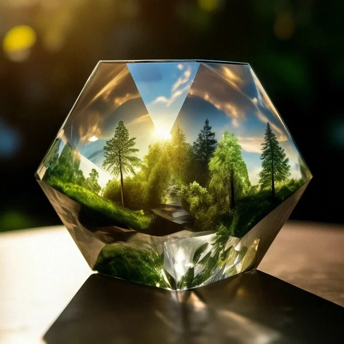 Nature in a polyhedron - My, Cube, Polyhedron, Neural network art, Nature, Forest, Longpost