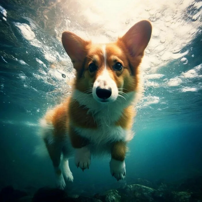 Sea biscuits post - My, Corgi, Dog, Drawing, Images, Artificial Intelligence, Longpost