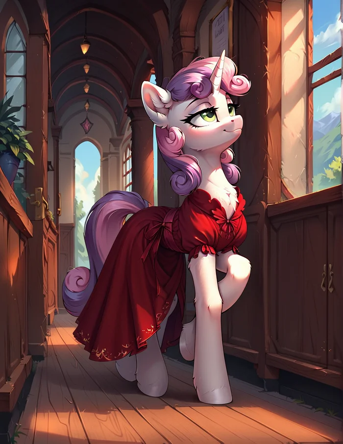 Свити - Моё, Арты нейросетей, My Little Pony, PonyArt, Sweetie Belle