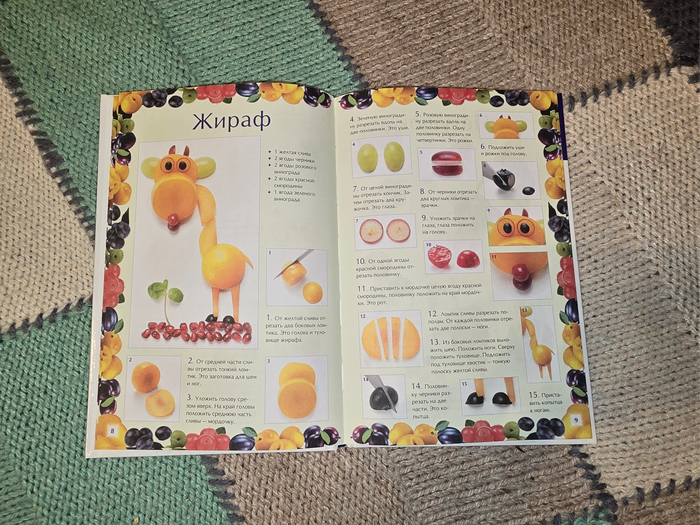 и жираф, удивленно осознающий себя на тарелке "детей с удовольствием...."