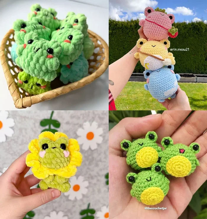 A selection of crochet patterns for Little frogs - My, Crochet, Knitting, Knitted toys, Amigurumi, Toys, Frogs