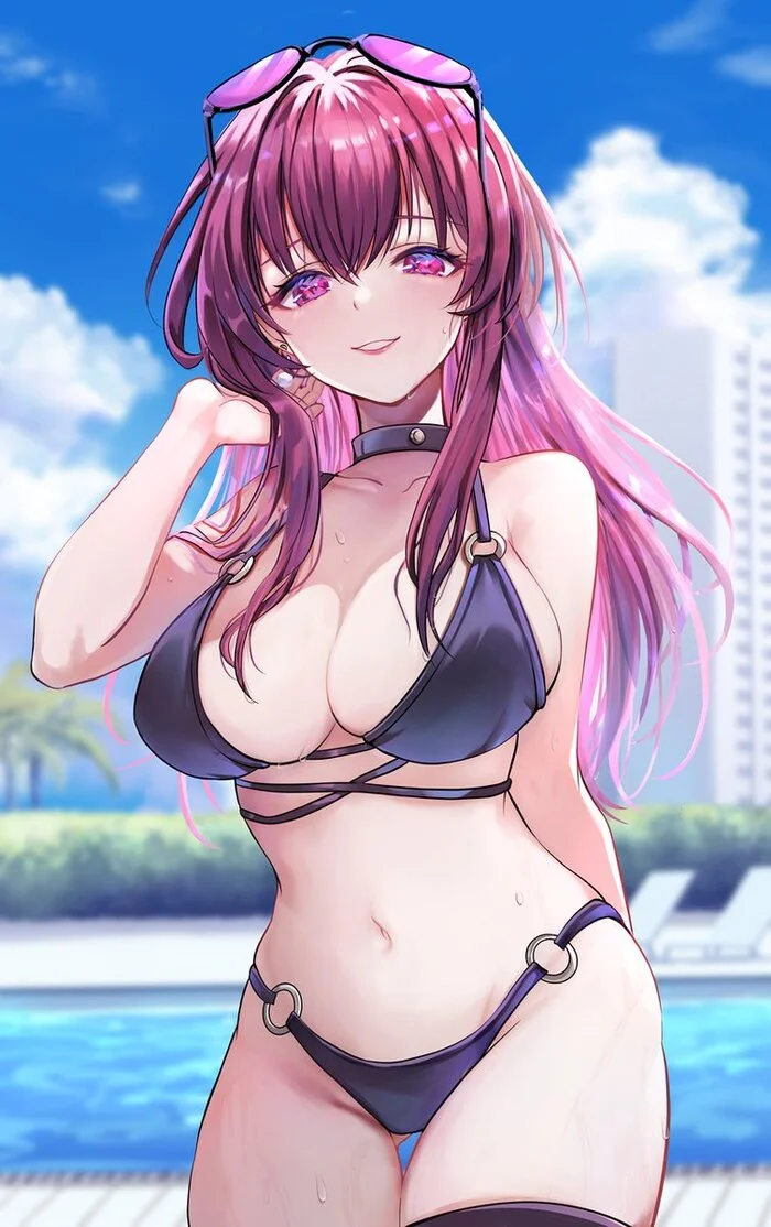 Woman on vacation - Anime, Anime art, Honkai: Star Rail, Kafka (Honkai: Star Rail), Swimsuit