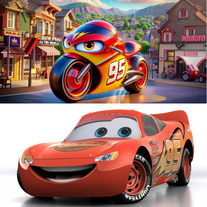 🔴Молния Маккуин: Яркий красный гоночный мотоцикл Yamaha YZF-R1, участвующий в гонках MotoGP. Он быстрый, амбициозный и готовый на всё ради победы.