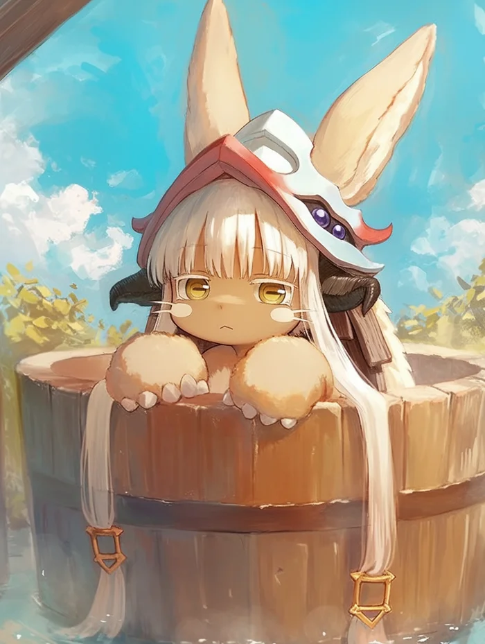 Купальня под открытым небом - Аниме, Anime Art, Made in Abyss, Nanachi, Арты нейросетей