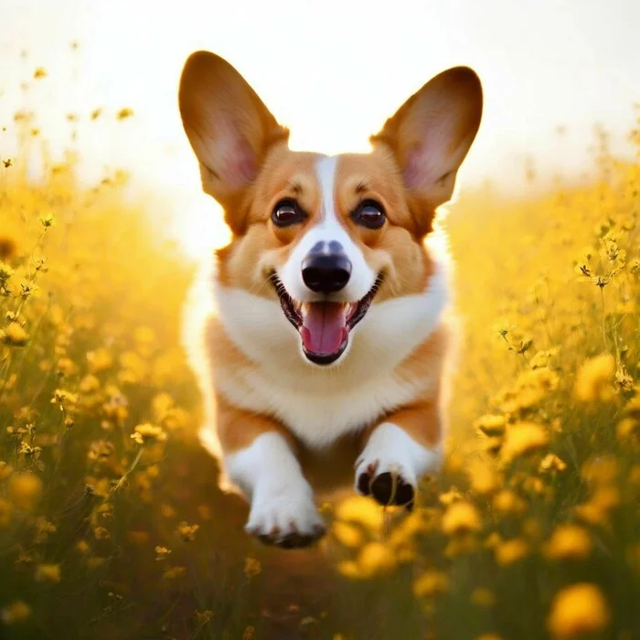 Corgi: A breed of cute dogs and energetic runners - My, Corgi, Dog, Artificial Intelligence, Drawing, Longpost