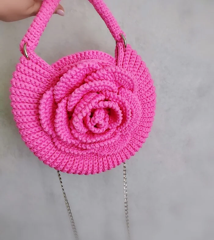 Handmade knitted bag Rose - My, Сумка, Handmade, Crochet, Knitting, Summer, Presents, Lady's bag, Accessories, Creation, Saint Petersburg, the Rose, Art, Needlework without process