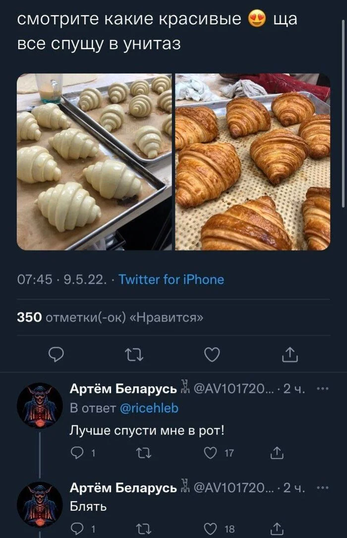 Gourmet cooking - Humor, Croissants, Preparation, Screenshot, Comments, Twitter, Mat