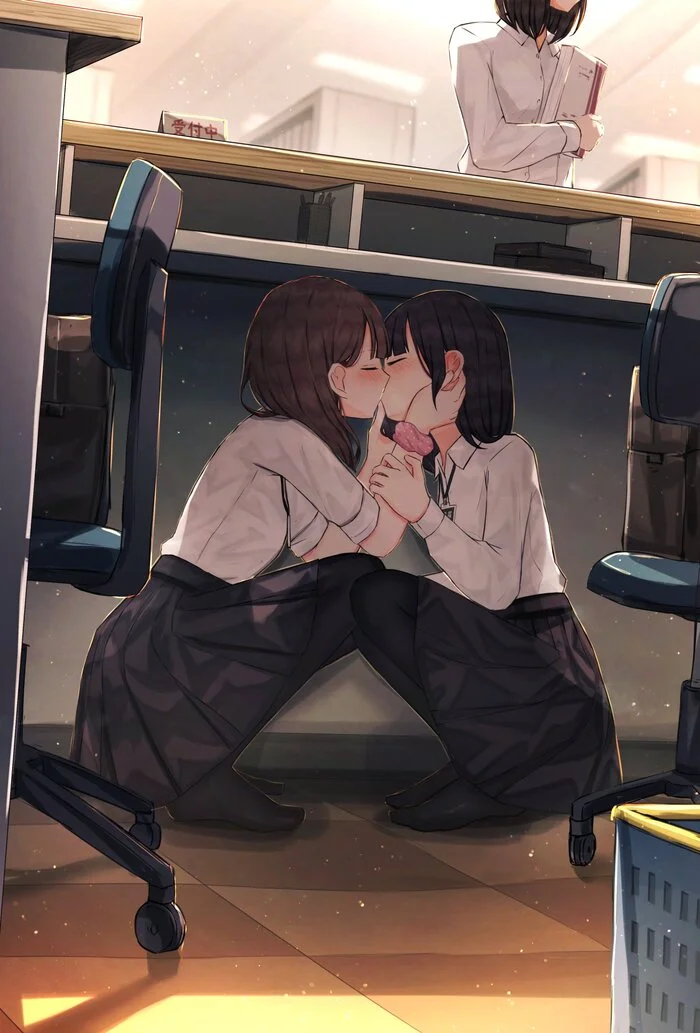 Girlfriends - Anime art, Anime, Yuri, Friend, Original character, Kiss, Twitter (link)