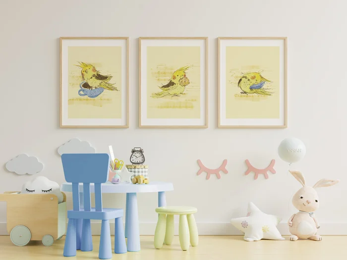 Posters with author's illustrations - My, Poster, For nursery, A parrot, Drawing, Characters (edit), Longpost