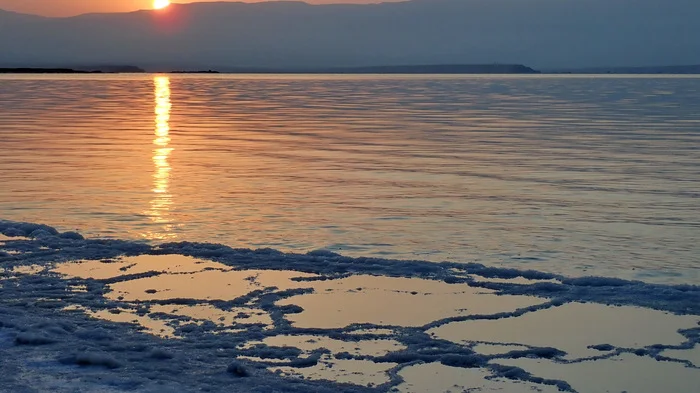 Sea, salt, sunset - My, The photo, Travels, Israel, Sunset, Dead Sea, Salt