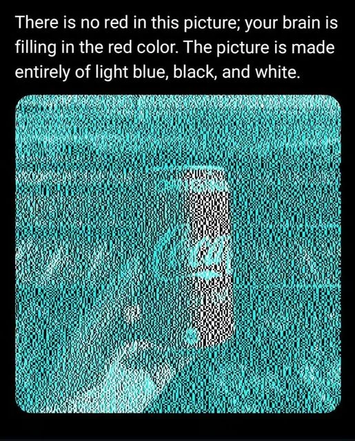 There is no red in the picture - Illusion, Brain blow, Picture with text