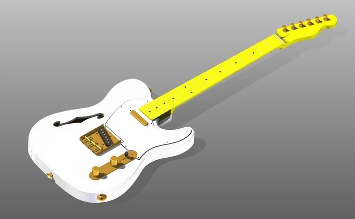 3D model of a semi-acoustic telecaster - My, 3D modeling, Guitar, Telecaster, CNC, Telecaster, Music, Musical instruments, Design, Longpost