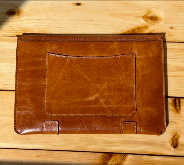 Folder for papers and laptop - My, Leather, Natural leather, Сумка, Longpost, Needlework without process