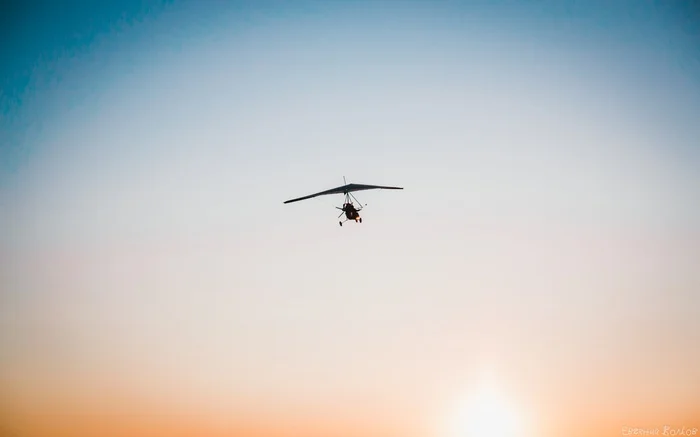 On the Sunset - My, The photo, Sky, Sunset, Hang glider