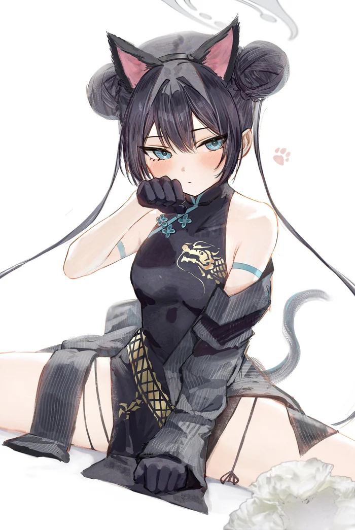 Кошечка - Blue archive, Kisaki, Арт, Девушки, Игры, Anime Art, Аниме, Animal Ears, Хвост