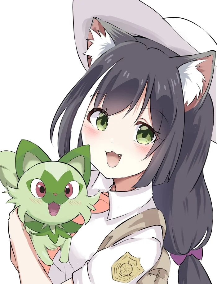 Kyaru und Sprigattito - Anime, Anime art, Princess Connect! Re: Dive, Kiruya Momochi, Pokemon, Sprigatito