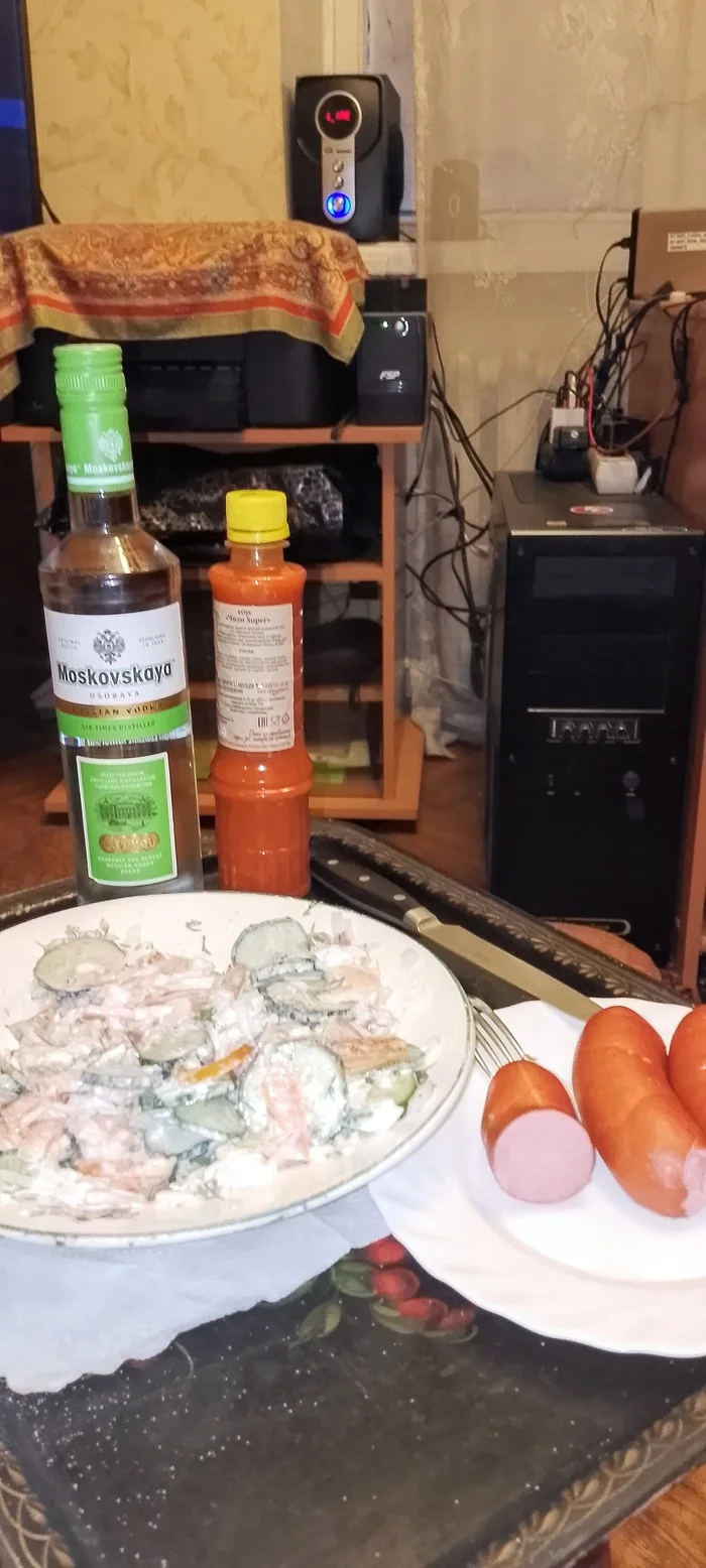 Moskovskaya osoboya? No Moscow special! - My, Vodka, Alcohol, Dinner, The photo, Snack, Men's cooking, Longpost