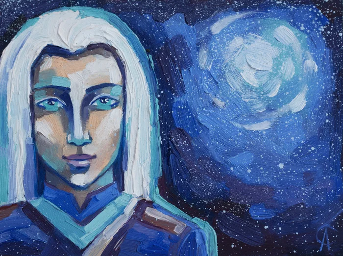 Ashtar Sheran. Pleiadian - My, Painting, Oil painting, Self-taught artist, Creation, Needlework, Decor, Interior, Universe, Space, Space fiction, Aliens, UFO, Galaxy, Meditation, Fantasy, Fantasy, Pleiades (star cluster), Longpost