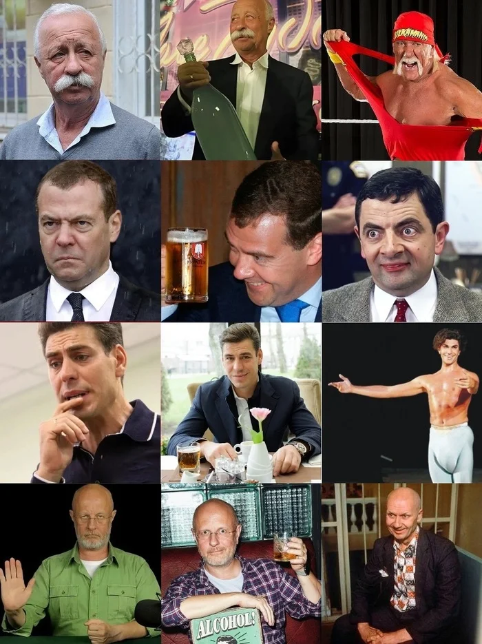 Famous people and alcohol-2 - Yakubovich, Hulk Hogan, Dmitry Medvedev, Mr. Bean, Dmitry Dyuzhev, Nikolay Tsiskaridze, Dmitry Puchkov, Chikatilo, Similarity, Alcohol