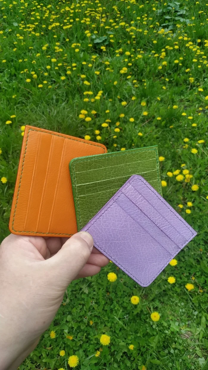 Following the summer theme - My, Leather products, With your own hands, Needlework without process, Natural leather, Cardholder, Leather, Longpost