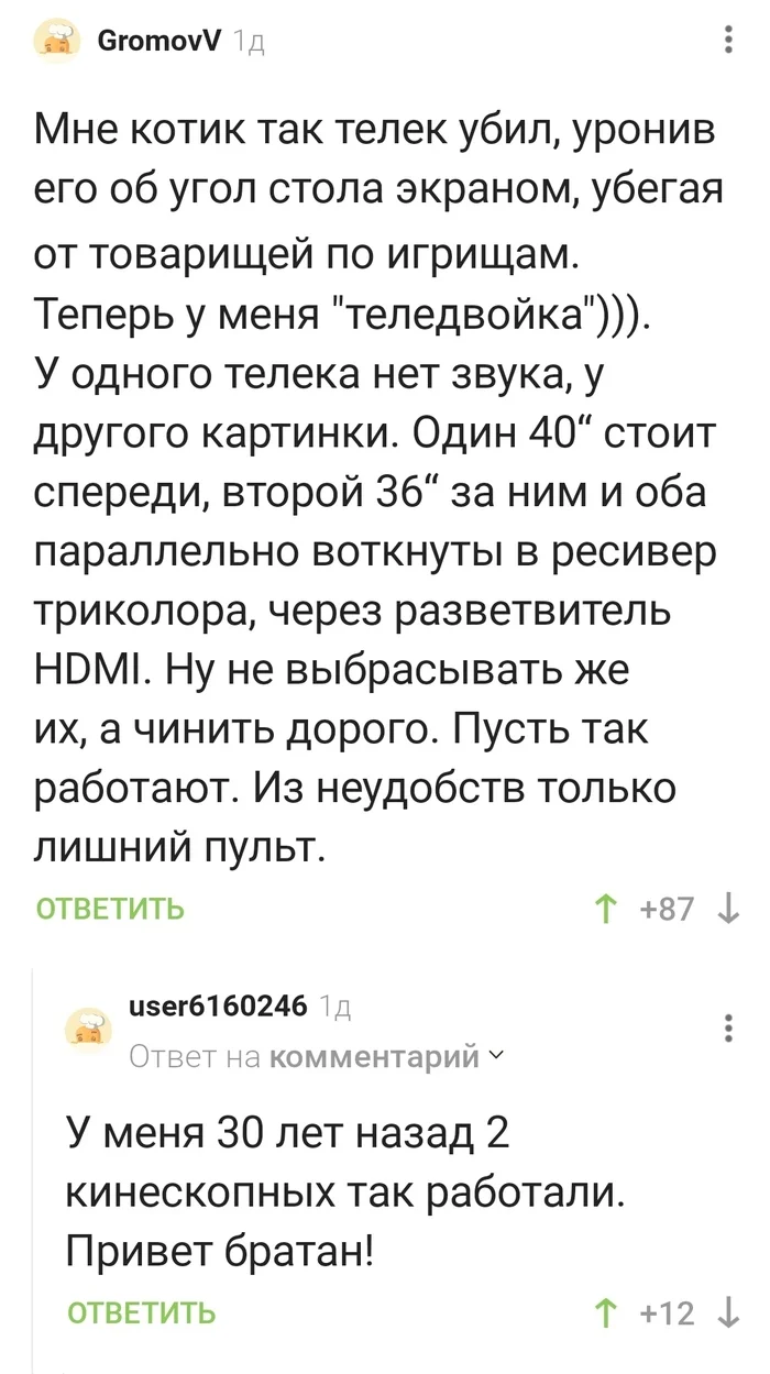 Когда денег мало, а фантазии - много!) - Телевизор, Звук, Кот, Комментарии на Пикабу, Скриншот