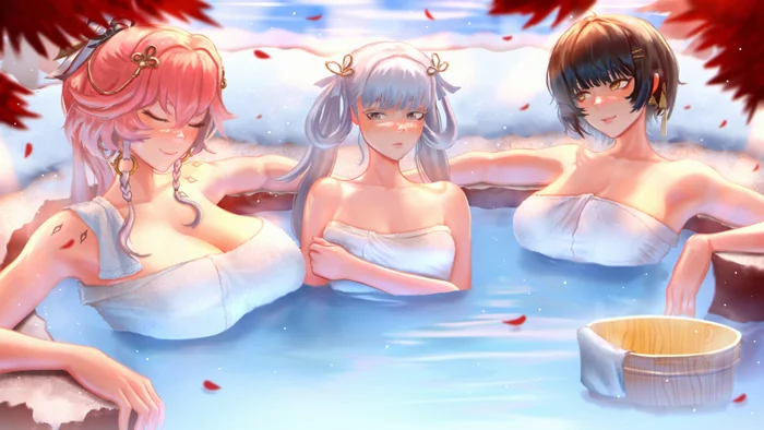 Women resting - Anime, Anime art, Changli (Wuthering Waves), Jinhsi (Wuthering Waves), Rover Female (Wuthering Waves), Wuthering Waves