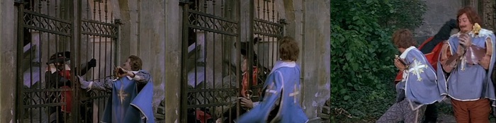 Четвёртого закалывает, пятого бьёт решёткой, шестому наносит сильный удар.