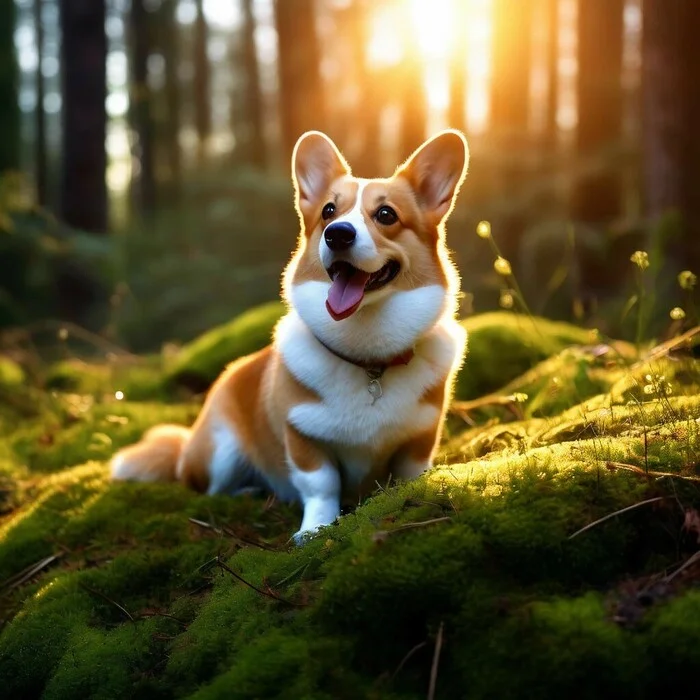 Cookies in the forest - My, Dog, Corgi, Images, Artificial Intelligence, Longpost