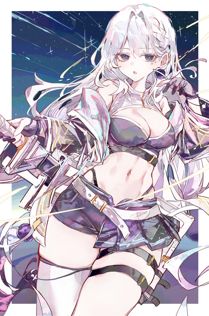 White-haired beauty - Anime art, Original character, Anime, Girls, White hair, Cocoballking