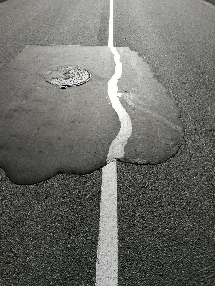 What happened here? - Road, Beautification, Road markings, Street photography